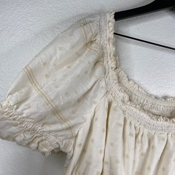 Old Navy Women's Puff Sleeves Smocked Embroidered Dress Ivory Sz XXL Milkmaid - Picture 6 of 10